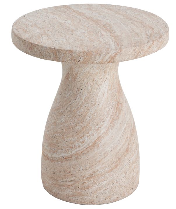 Lightweight Travertine Side Table with Weatherproof Finish – Black or Beige