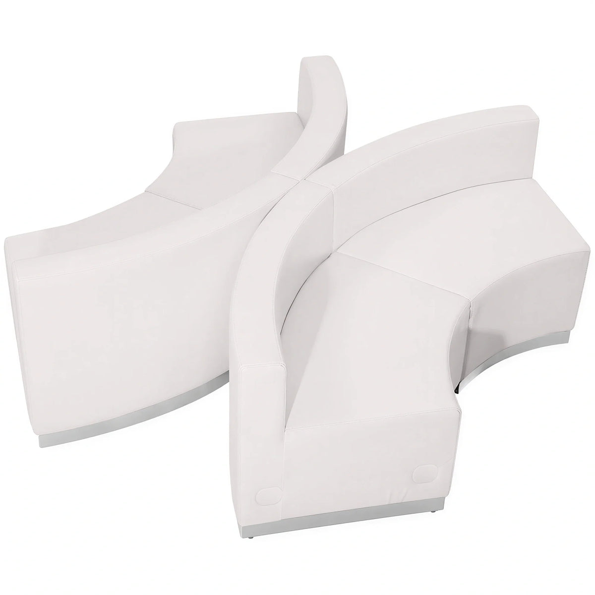 Flash Furniture Hercules - Alon ZB-803-840-SET-WH-GG Modular Reception Seating Configuration, 4 White Concave LeatherSoft Chairs, Stainless Steel Base