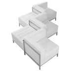 Flash Furniture Hercules - Imagination ZB-IMAG-SET5-WH-GG Modular Chair & Ottoman Set, White LeatherSoft, 3 Right-Corner Chairs, 2 Ottomans