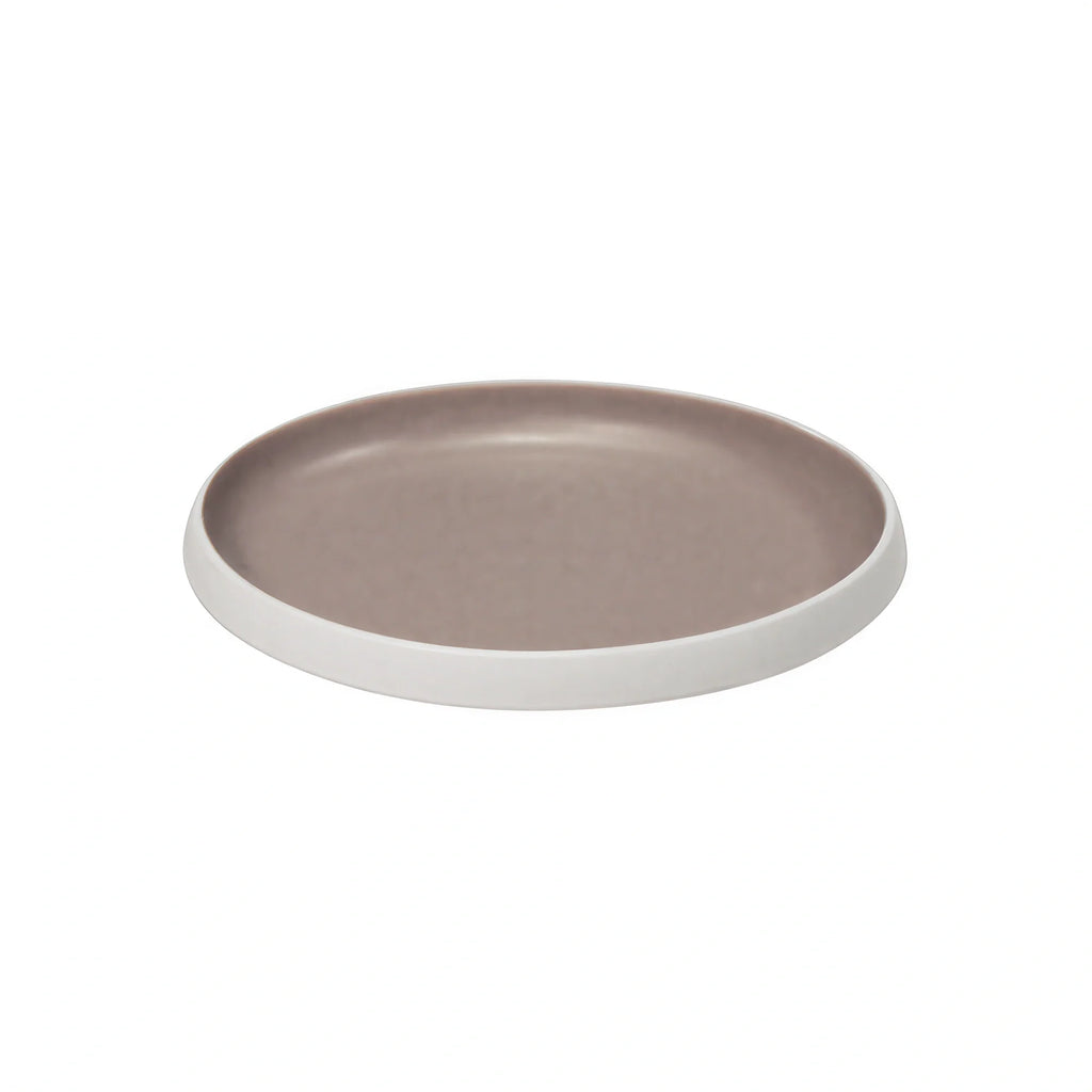 Global Tableware Collective Dalebrook, Trafalgar DBTW4725TP Medium Shallow Oval Melamine Dish, White & Taupe, 11" x 10-1/4" x 1-1/2"
