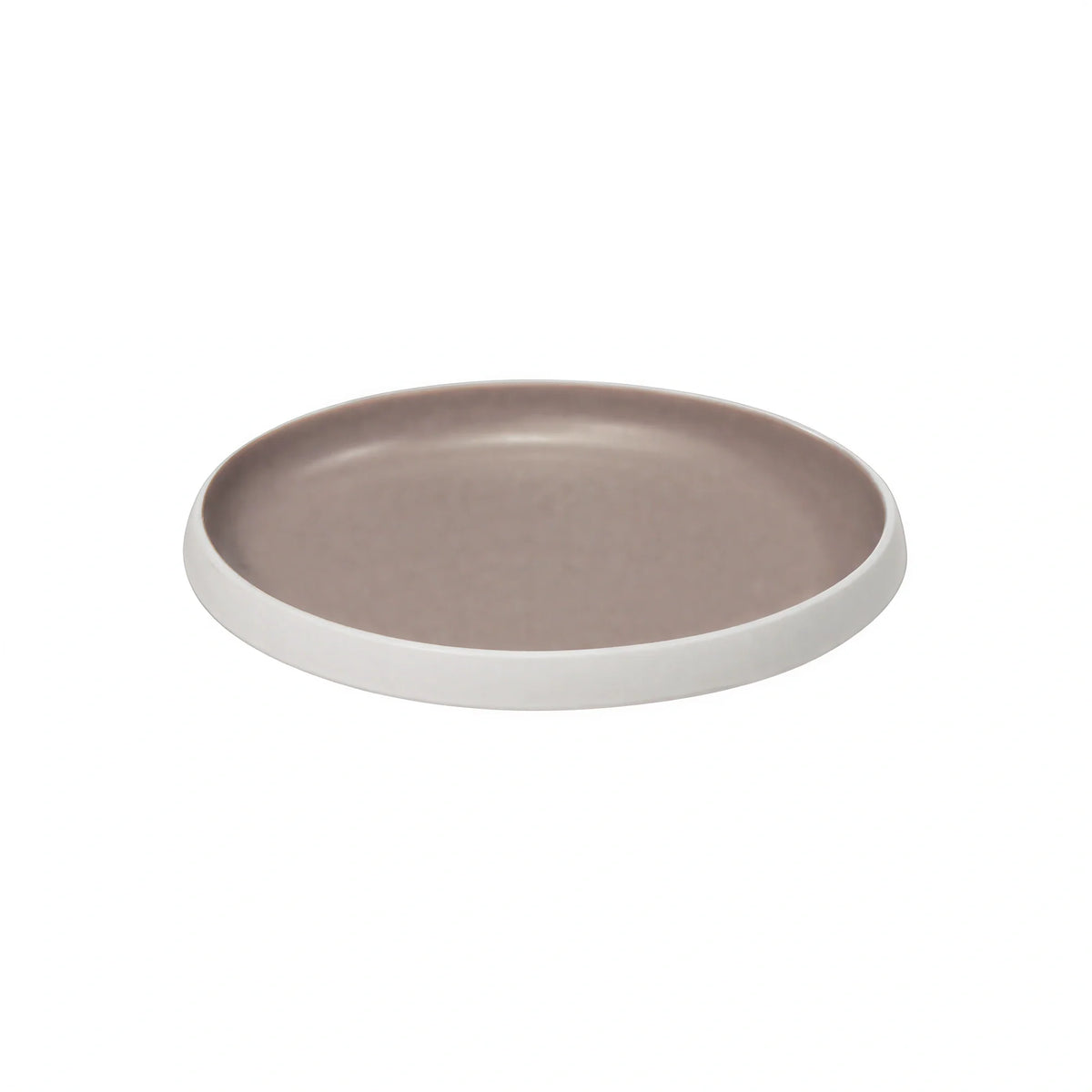 Global Tableware Collective Dalebrook, Trafalgar DBTW4725TP Medium Shallow Oval Melamine Dish, White & Taupe, 11" x 10-1/4" x 1-1/2"