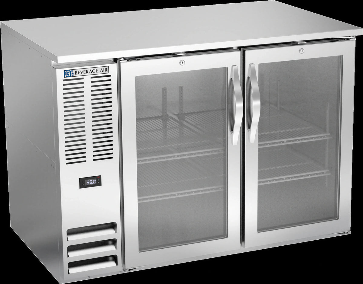 Beverage Air BB48HC-G-S 48-Inch Two-Section Glass Door Back Bar Refrigerator, Stainless Steel, 15.1 Cu. Ft., Self-Contained