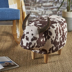 Cow Shaped Ottoman Footstool with Fabric and Wood - Black or Dark Brown