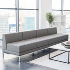 Flash Furniture Hercules - Imagination ZB-IMAG-MIDCH-4-GY-GG Modular Lounge Set, 4 Middle Chairs, Gray LeatherSoft, Tufted Seat, Stainless Steel Legs