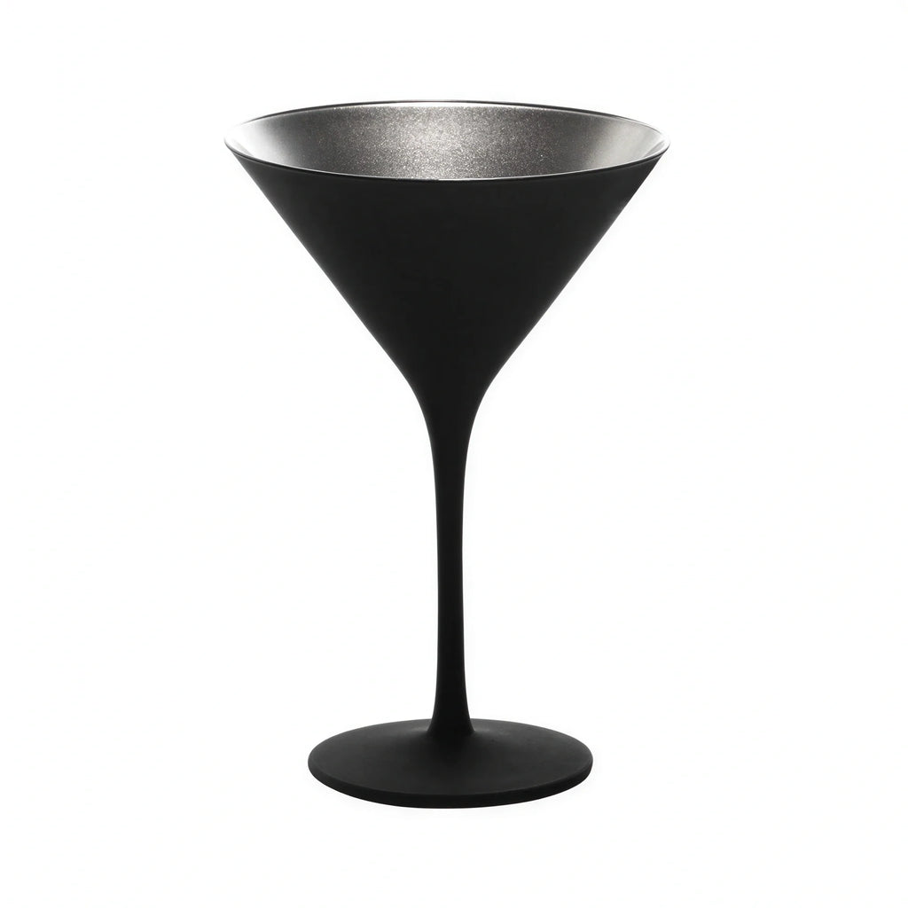 Global Tableware Collective Stolzle, Glisten Z14025EL097 Martini Glass, 8-1/2 oz, Lead Crystal, Matte Black & Silver Case of 2 Dozen