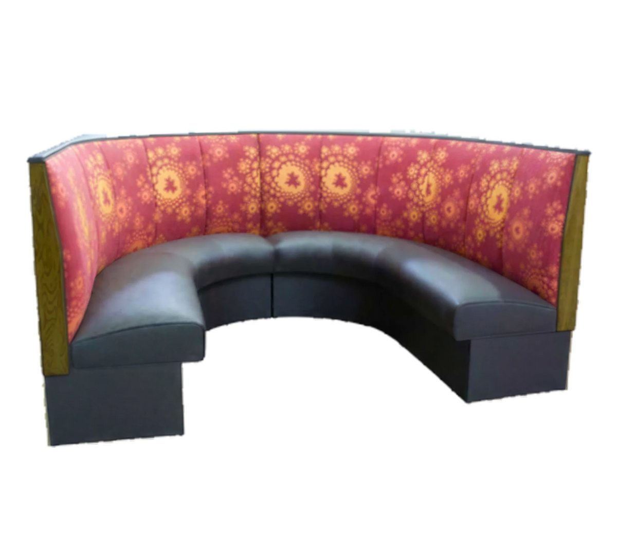 ATSMFG ATS AT&S-AHC-W42-3CH GR7 MFG 1/2-Circle Upholstered Corner Booth, 3-Channel Back, 42" High, Vinyl Kick Plate