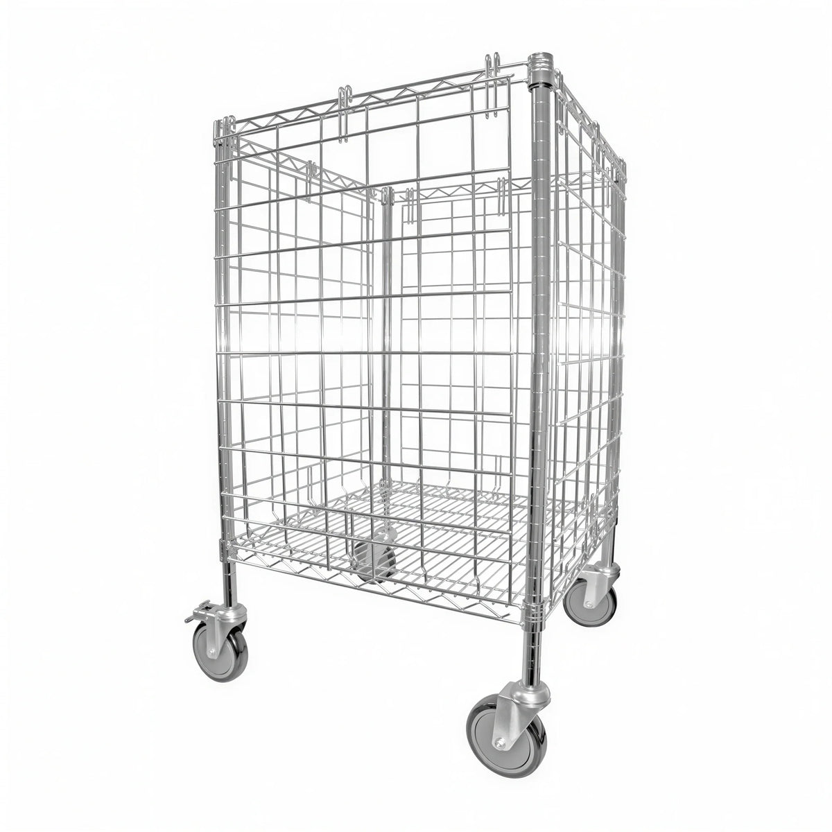 Tarrison TS-LDC2424C-KIT Linen Dump Cart, 24"W x 24"D x 40"H, Open Top, Enclosed Wire Shelf Bottom, 4 Swivel Casters (2 Braked)