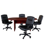 Flash Furniture Lake BLN-6GCMHGX000-BK-GG Oval Table and Chair Set, 72 x 35 x 29-1/2 in, Mahogany, 4 Black Mid-Back Chairs