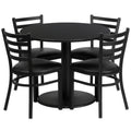 Flash Furniture RSRB1029-GG Round Table and 4-Chair Set, 36-Inch Black Laminate Table, Black Vinyl Ladder-Back Chairs