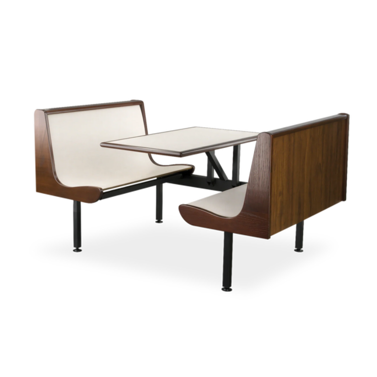 JustChair Contour CPLUS-1TU-WS-59 59" Single Wall Booth Table Unit with Laminated Bench Seats, Black Welded Steel Frame