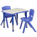 Flash Furniture Emmy YU-YCY-098-0032-RECT-TBL-BLUE-GG Preschool Rectangular Activity Table Set with Adjustable-Height Table and 2 Stacking Chairs