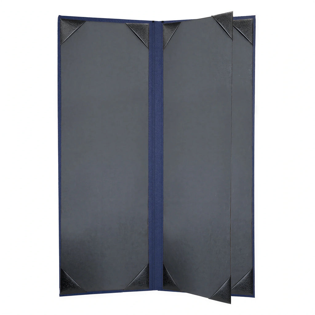 Risch LINEN-4V 4.25X14 Vinyl Hardback 4-View Booklet Menu Cover, 4-1/4 x 14 in Case of 25
