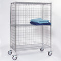 Tarrison TS-LC2460C-KIT Linen Cart, 60"W x 24"D x 69"H, 3 Wire Shelves, Side & Rear Enclosure Panels