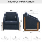 Modern Upholstered Armchair with Wooden Side Frame - Beige, Dark Gray, Blue