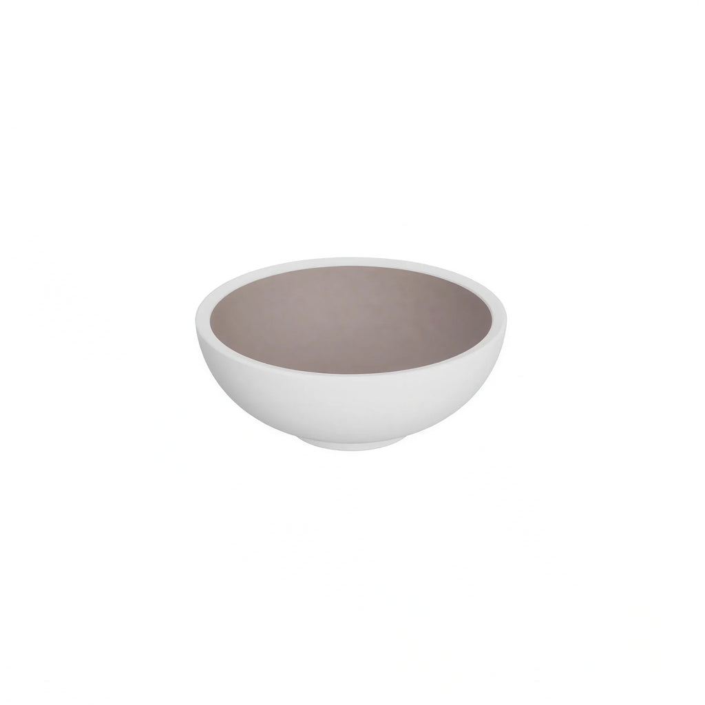 Global Tableware Collective Dalebrook, Trafalgar DBTW4727TP Round Melamine Bowl, 28.75 oz, 7-1/2", White & Taupe