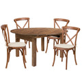 Flash Furniture Hercules XA-FARM-20-GG Round Folding Farm Table and 4 Cross-Back Chairs, 60" Diameter x 30"H