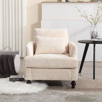 Modern Mid Century Wood Frame Armchair with Tufted Design - Multiple Colors