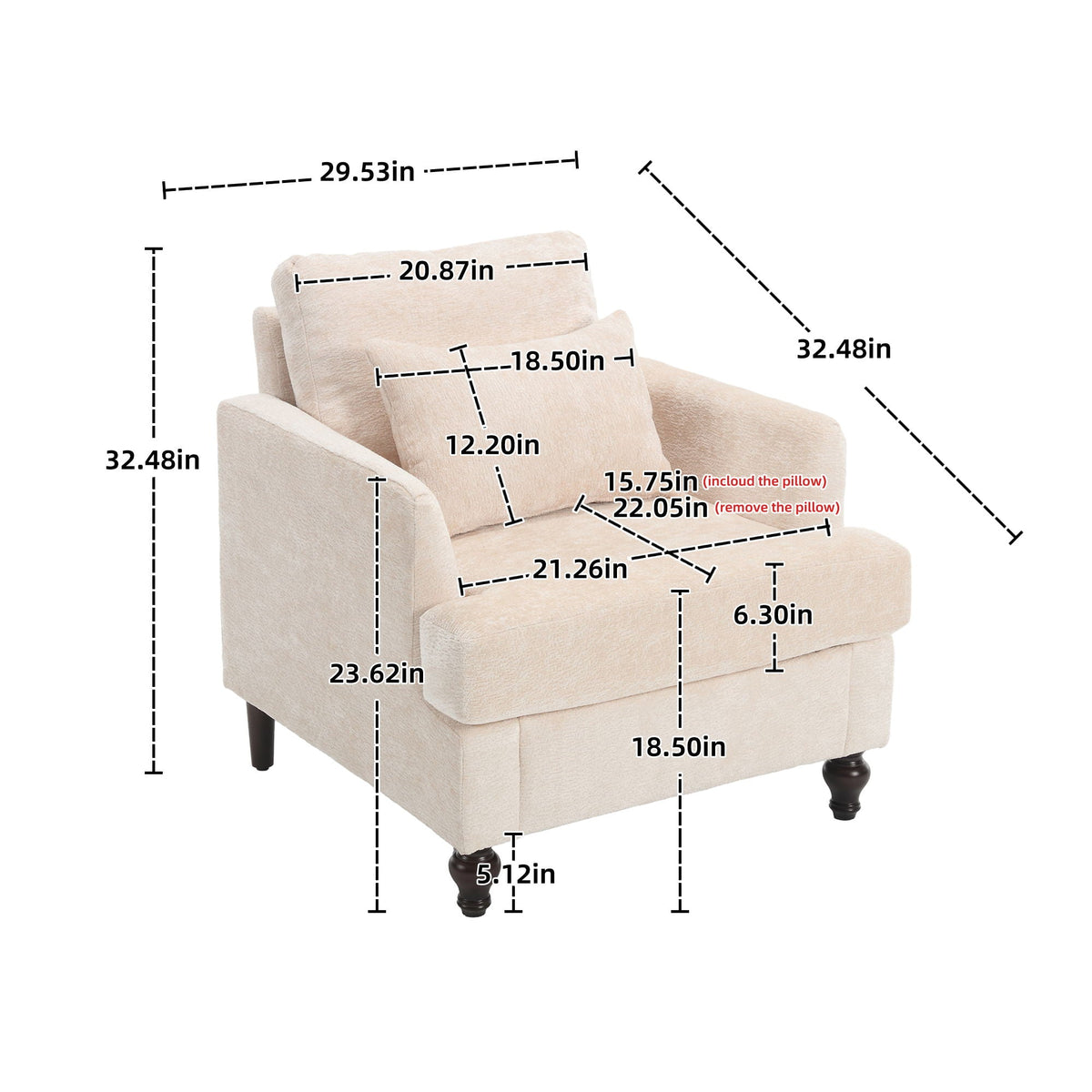 Modern Mid Century Wood Frame Armchair with Tufted Design - Multiple Colors