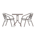 Flash Furniture TLH-0731SQ-017CBZ2-GG Square Glass-Top Metal Table with Four Bronze Aluminum Slat Stack Chairs