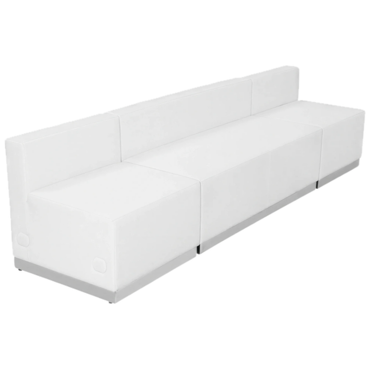 Flash Furniture Hercules - Alon ZB-803-680-SET-WH-GG Modular Reception Seating Set, White LeatherSoft, Loveseat and 2 Chairs