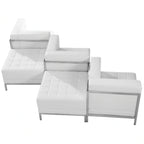 Flash Furniture Hercules - Imagination ZB-IMAG-SET5-WH-GG Modular Chair & Ottoman Set, White LeatherSoft, 3 Right-Corner Chairs, 2 Ottomans