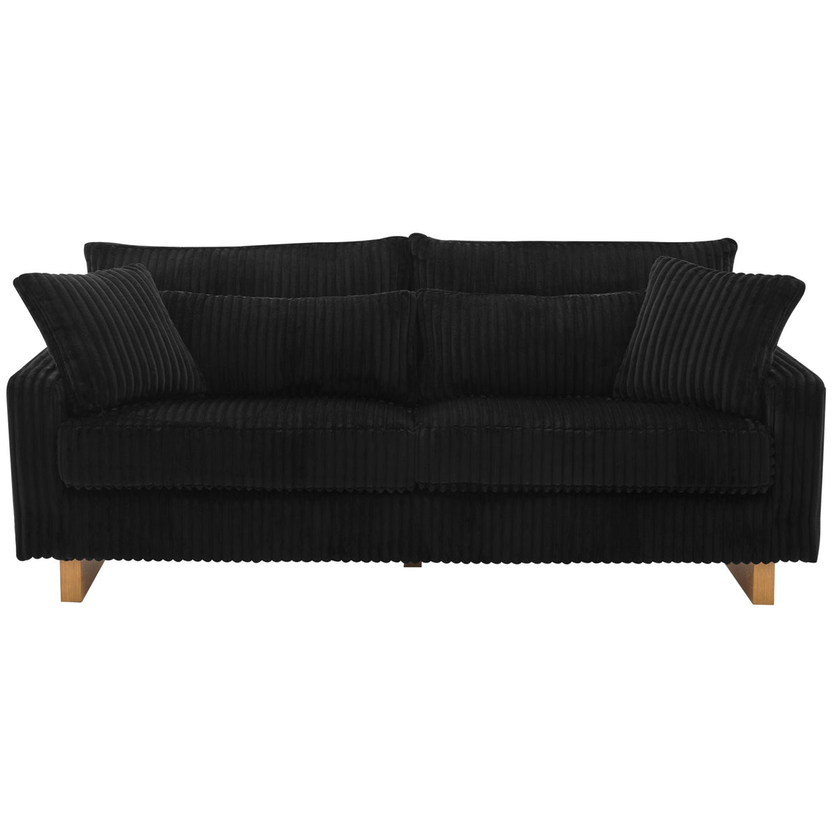 Modern Loveseat Sofa with 4 Pillows - Fabric Upholstery - Beige, Black, or Dark Gray