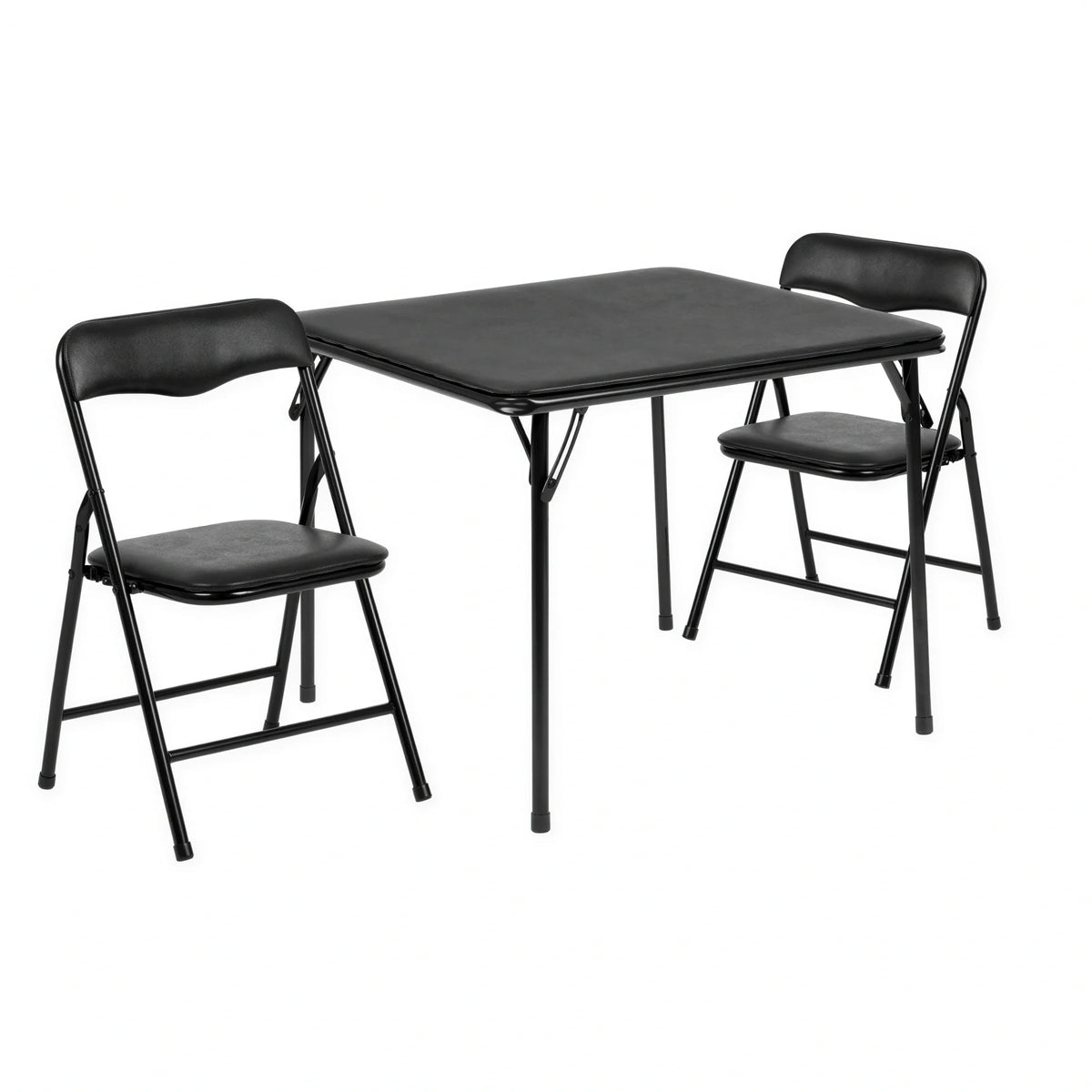 Flash Furniture JB-10-CARD-BK-GG Kids' Folding Table and Chair Set, 24" Square, 20-1/4"H, Black Vinyl, 2 Chairs