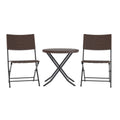 Flash Furniture Rouen FV-FWA085-BRN-BLK-GG Three-Piece Folding Round Table Set with 2 Chairs, Brown PE Rattan, Black Steel Frames