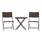 Flash Furniture Rouen FV-FWA085-BRN-BLK-GG Three-Piece Folding Round Table Set with 2 Chairs, Brown PE Rattan, Black Steel Frames