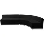 Flash Furniture Hercules - Alon ZB-803-750-SET-BK-GG Modular Reception Configuration with Two Concave Chairs and Loveseat, Black LeatherSoft