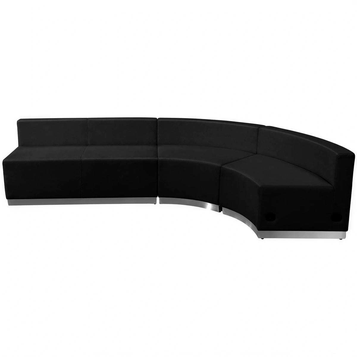 Flash Furniture Hercules - Alon ZB-803-750-SET-BK-GG Modular Reception Configuration with Two Concave Chairs and Loveseat, Black LeatherSoft
