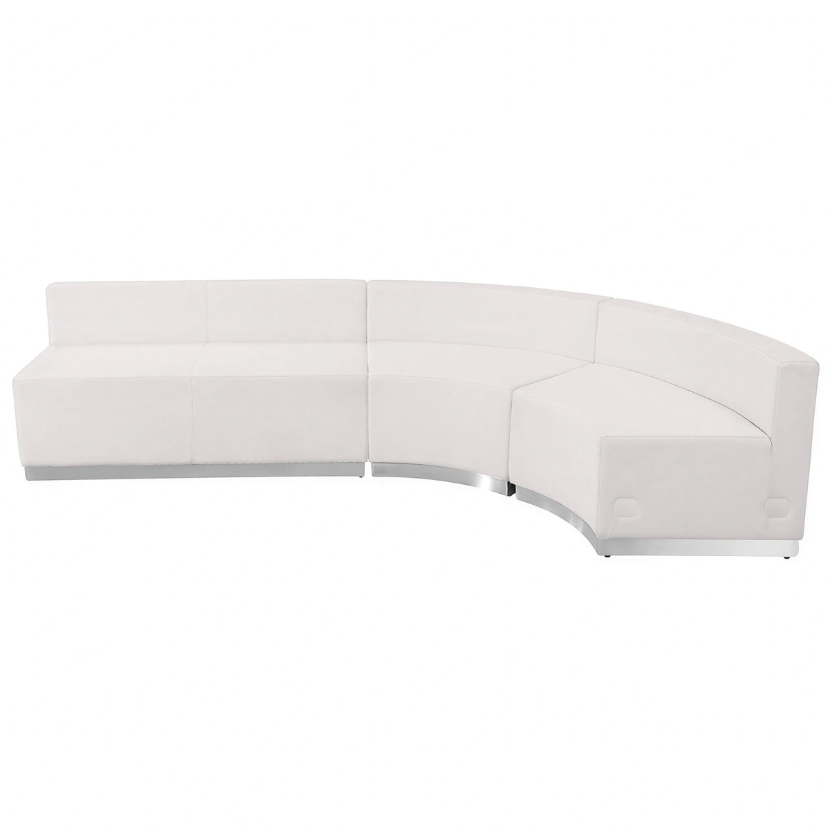 Flash Furniture Hercules - Alon ZB-803-750-SET-WH-GG Modular Reception Seating Set, 2 Concave Chairs and Loveseat, White LeatherSoft