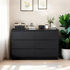 6 Drawer Dresser with Spacious Countertop and Concealed Handles - White or Black