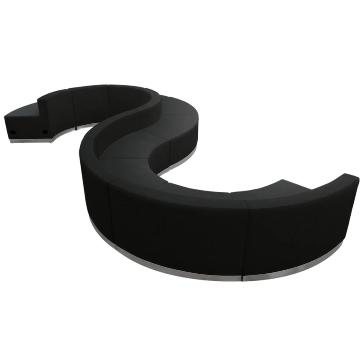 Flash Furniture Hercules - Alon ZB-803-420-SET-BK-GG Modular Reception Seating Configuration, 4 Concave & 5 Convex Chairs, Black Upholstery