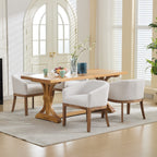 Mid Century Modern Upholstered Barrel Dining Chair with Arms