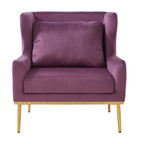 Elegant Curved Armrest Accent Armchair with Plush Foam Cushion - Green, Purple, Black, Beige