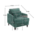 Modern Mid Century Wood Frame Armchair with Tufted Design - Multiple Colors