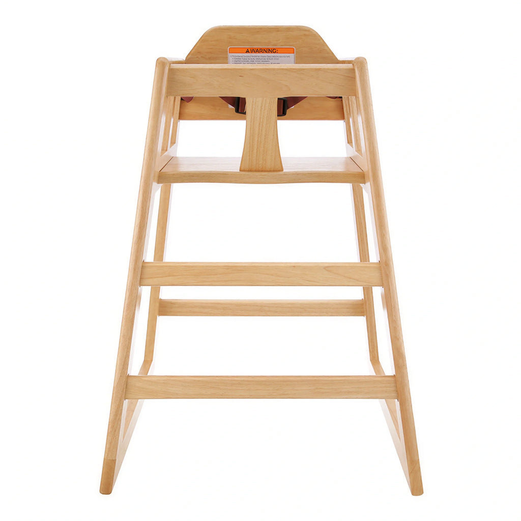 AllPoints Foodservice Parts & Supplies 186305 Hardwood Restaurant High Chair, 27-1/2" High, Natural Finish, with Safety Strap