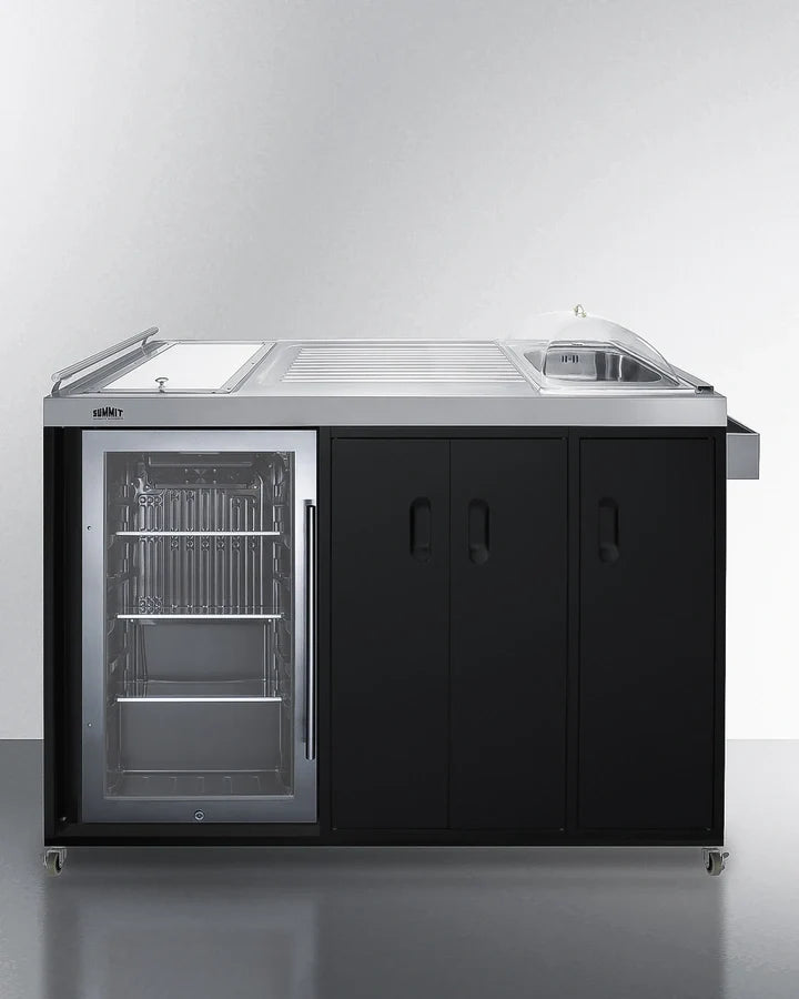 Summit Appliance CARTOS54RG 58-Inch Portable Outdoor Kitchenette with Glass Door Refrigerator and Sink