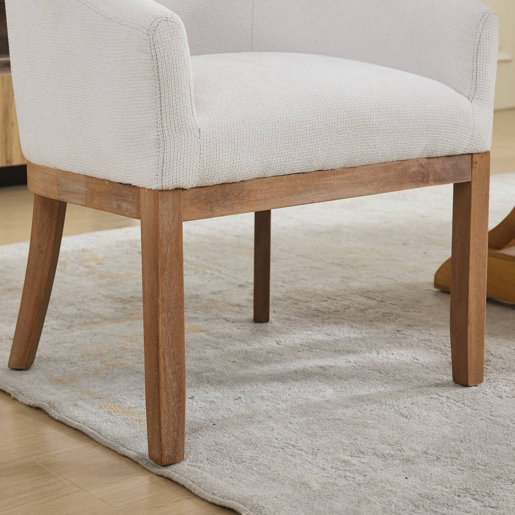 Mid Century Modern Upholstered Barrel Dining Chair with Arms