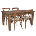 Flash Furniture XA-FARM-18-GG Rectangular Farm Table and 4 Cross-Back Chairs Set, 60"W x 38"D x 30"H, Solid Pine
