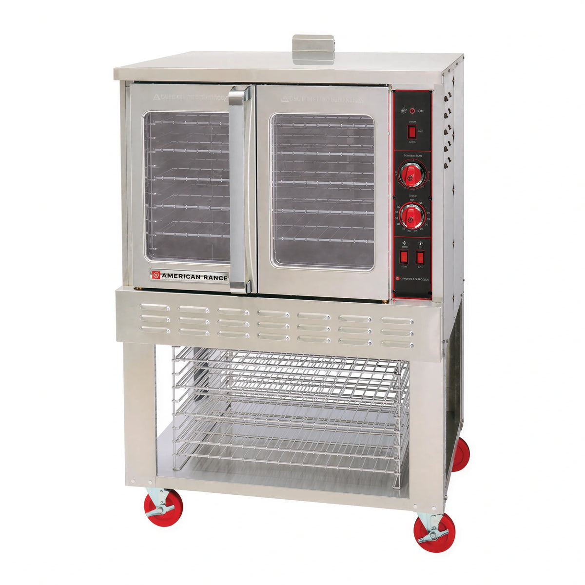 American Range ME-1 Single-Deck Bakery-Depth Electric Convection Oven with Thermostatic Controls and 50/50 Glass Doors