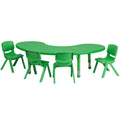 Flash Furniture YU-YCX-0043-2-MOON-TBL-GREEN-E-GG Preschool Half-Moon Activity Table Set, Adjustable, Green, with 4 Stacking Chairs