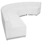 Flash Furniture Hercules - Alon ZB-803-760-SET-WH-GG Modular Reception Configuration, White LeatherSoft, 3 Chairs and Loveseat