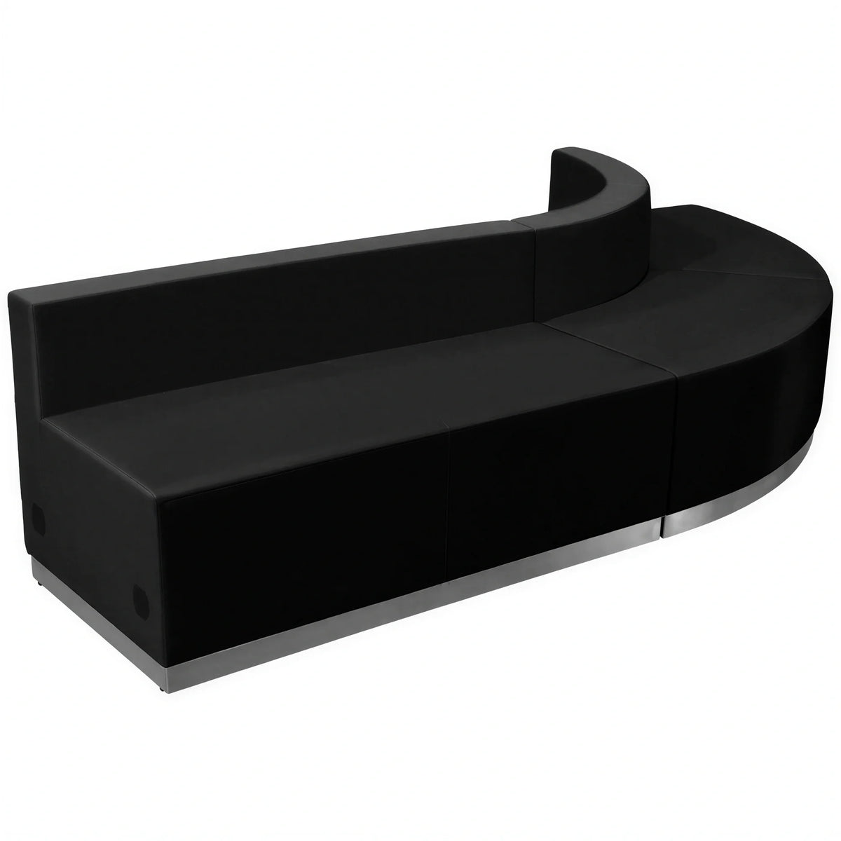 Flash Furniture Hercules - Alon ZB-803-790-SET-BK-GG Modular Black LeatherSoft Reception Seating Configuration with Two Chairs and Loveseat