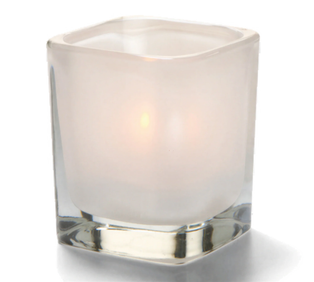 Hollowick/Steelite Tetra 6505SL Glass Satin Linen Votive Candle Holder, 3-1/2"H x 3" Square, Fits HD8, HD12 or HD15 Fuel Cells