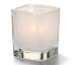 Hollowick/Steelite Tetra 6505SL Glass Satin Linen Votive Candle Holder, 3-1/2"H x 3" Square, Fits HD8, HD12 or HD15 Fuel Cells