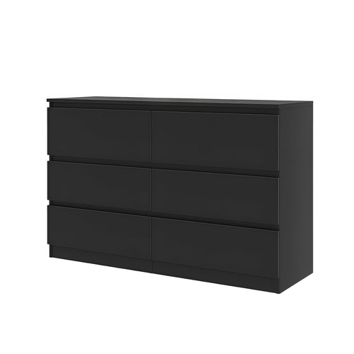 6 Drawer Dresser with Spacious Countertop and Concealed Handles - White or Black