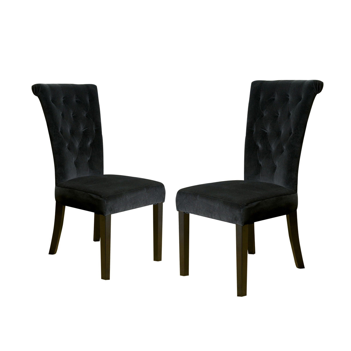 Black Velvet Dining Chair with Tufted Design - Charlotte