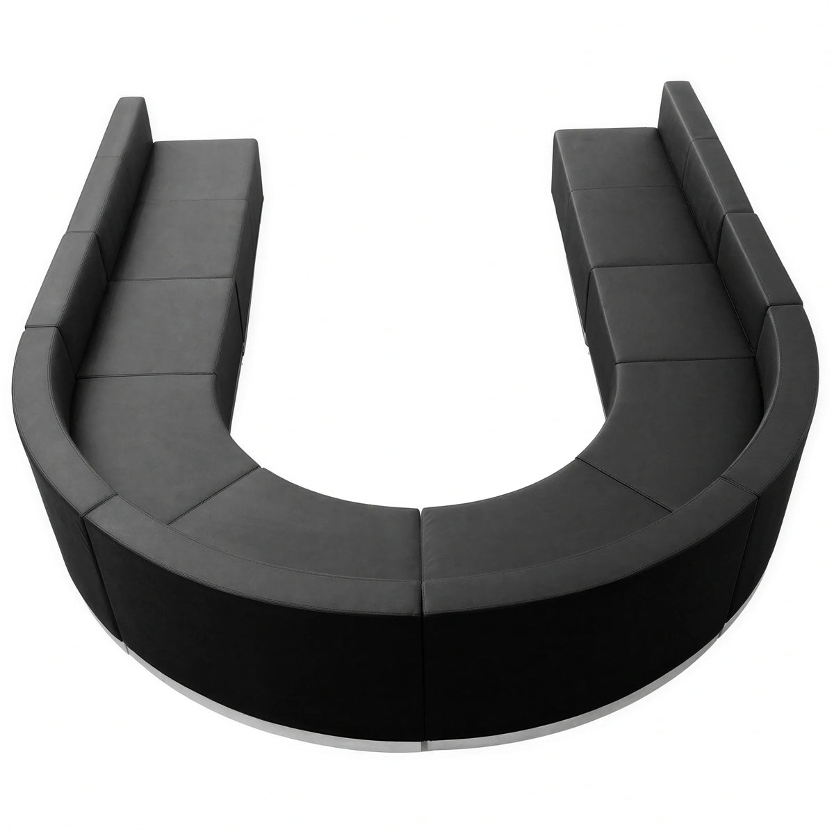 Flash Furniture Hercules - Alon ZB-803-530-SET-BK-GG Modular Reception Seating Configuration, Black Upholstery, 2 Chairs, 4 Concave Chairs, 2 Lovese